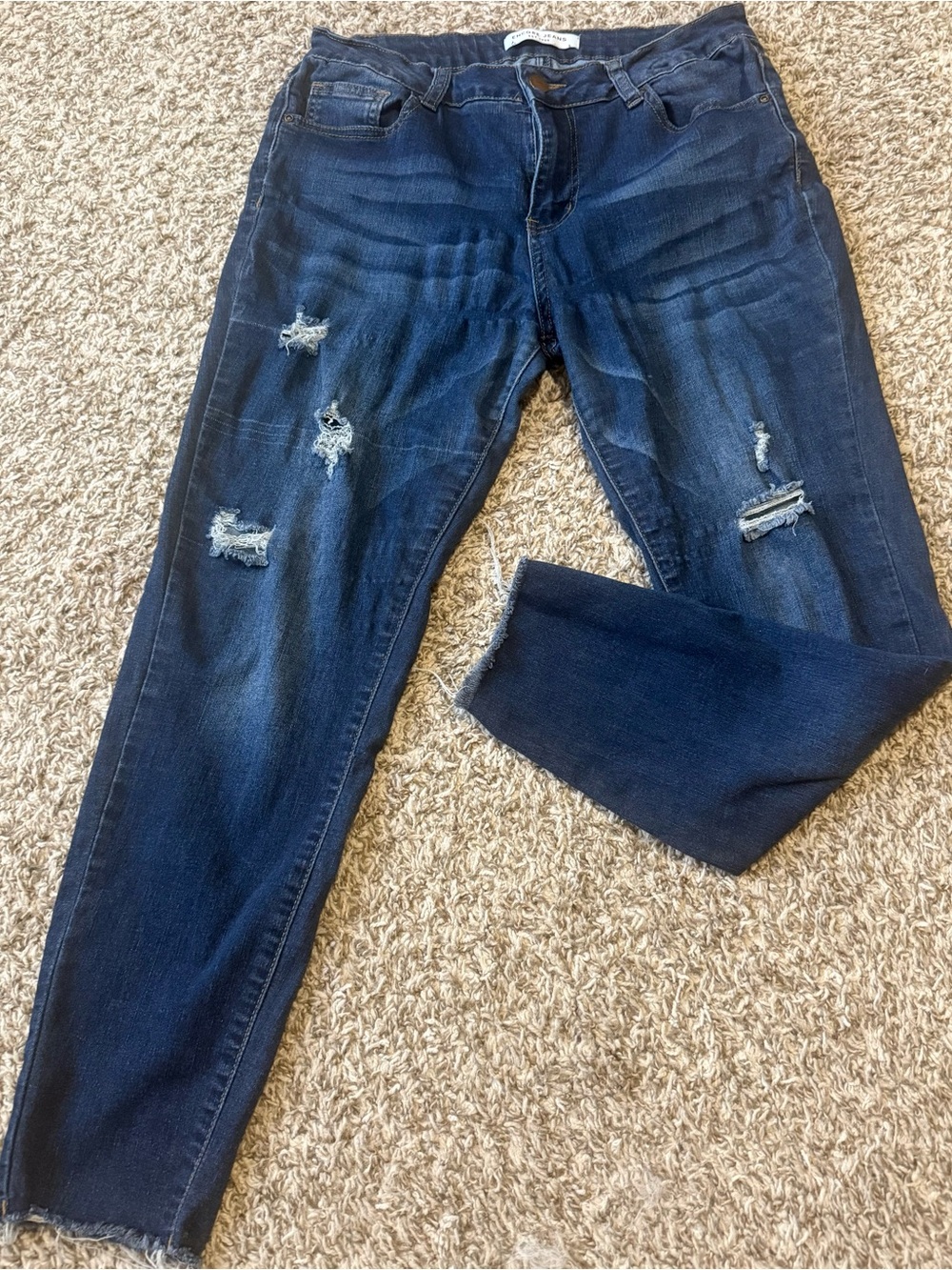 Encore Jeans Women’s Dark Blue Distressed Jeggings